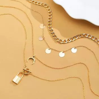 2023 модное ожерелье, студенческое милое ювелирное изделие, цепочка на свитер для пары, новый роскошный браслет с лунным замком, подвеска с ажурным комплектом ожерелья золотой