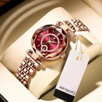 2023 Модные часы Роскошный ювелирный дизайн Розовое золото Стальные кварцевые часы Водонепроницаемые универсальные женские часы