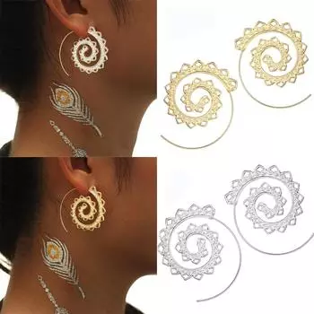 2023 модные индивидуальные спиральные серьги-кольца с геометрическим рисунком в стиле стимпанк, вечерние ювелирные изделия, подарки серебряный