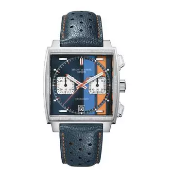 2023 модные мужские часы, лучший бренд класса люкс, кварцевые наручные часы для мужчин, военные спортивные часы со светящимся кожаным ремешком 39 мм оранжевый/синий