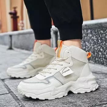 2023 модные мужские высокие туфли для папы, прогулочные повседневные ботинки для студентов и мальчиков, осенне-весенние спортивные кроссовки для бега и путешествий 38 чёрный