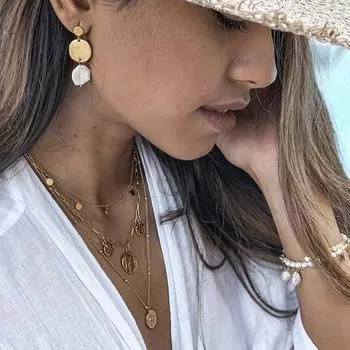 2023 Модные ювелирные изделия Портрет Портрет Монета Геометрия Многослойное толстое ожерелье с подвеской Женский хип-хоп 3-слойный набор цепочек золотой