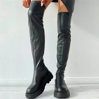 2023 модные женские ботинки, женская обувь на платформе, повседневные теплые ботинки, женская обувь на молнии, зимняя обувь больших размеров, ботинки 43 чёрный