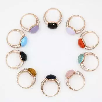 2023 модный бренд конфеты стиль розовое золото с покрытием 11 цветов цирконий круглый большой кристалл женские кольца ювелирные изделия подарки 7