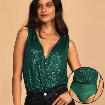 2023 Модный комбинезон с открытой спиной, летний женский сексуальный блестящий боди с V-образным вырезом, элегантная шикарная блузка, однотонная рубашка без рукавов 25925 S чёрный