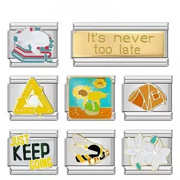 2023 модный очаровательный итальянский звенья цветок пчела палатка подходит для браслета 9 мм из нержавеющей стали DIY ювелирные изделия DJ661-C