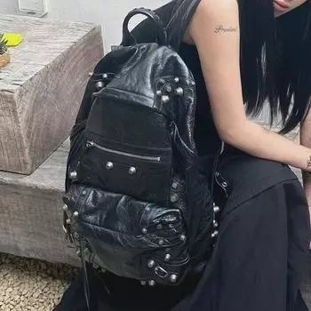 2023 Модный рюкзак с темными заклепками и сумка через плечо для женщин