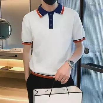 2023 Молодежная модная мужская летняя рубашка-поло в японском стиле синий