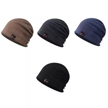 2023 Мужская и женская зимняя теплая шапка Skullies, вязаная однотонная повседневная брендовая мягкая вязаная шапка, бархатная шапка, модная шапка из хеджирования темно-синий
