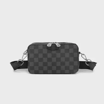 2023 Мужская модная клетчатая сумка-мессенджер - повседневный небольшой квадратный рюкзак через плечо