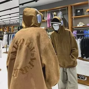 2023 Мужская модная толстовка с капюшоном и буквенным принтом — стиль Гонконг, свободный крой для весны и осени 2XL белый