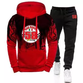 2023 Мужская новинка весна-осень 58 Super Sic Marco Simoncel, модная спортивная одежда, костюм из двух предметов, градиентная толстовка с капюшоном, флисовые топы и брюки S