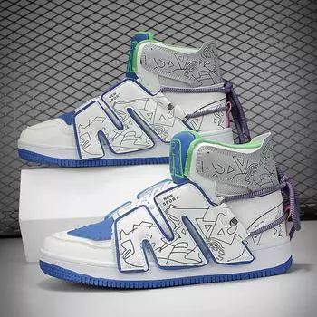 2023 Мужская обувь высокого качества, высокие туфли для скейтбординга, цветная уникальная спортивная обувь, противоскользящие износостойкие кроссовки 39 белый