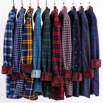 2023 Мужская рубашка из бархатного флиса размера плюс: Двусторонний, теплый, большого размера, идеально подходит для людей среднего и пожилого возраста XL