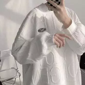 2023 Мужская свободная толстовка в корейском стиле - Весна/Осень, модный уличный дизайн 3XL