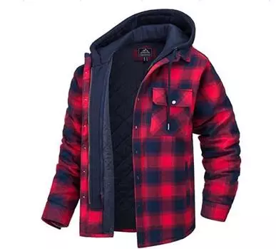 2023 Мужская зимняя хлопковая клетчатая куртка с капюшоном в европейском и американском стиле 2XL