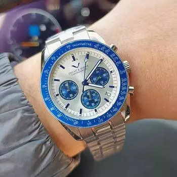 2023 Мужские часы с хронографом Кварцевые спортивные часы Водонепроницаемые оранжевый/чёрный