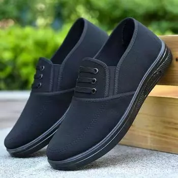 2023 Мужские черные тканевые удобные кроссовки - Old Beijing Весна/Лето Повседневная обувь для прогулок и работы для пап size 42 чёрный