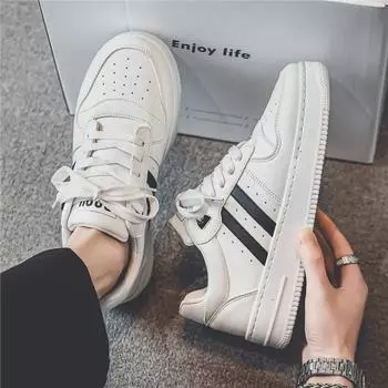 2023 Мужские дышащие белые повседневные туфли: Универсальный, молодежный и спортивный Size 39