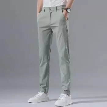 2023 Мужские хлопковые эластичные летние брюки: Молодежные повседневные брюки в корейском стиле на весну 33