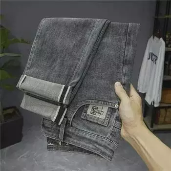 2023 Мужские модные свободные джинсы прямого кроя с эластичной резинкой: Высококачественная китайская мода на осень и зиму 33