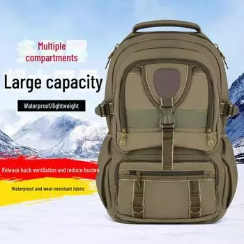 2023 Мужской Водонепроницаемый Легкий Холщовый Рюкзак Большой Вместимости Для Походов армия зеленый