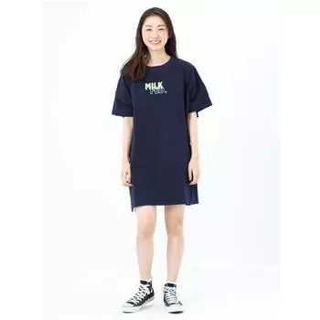 2023 New Arrival Export Pure Cotton Casual Loose Women s Dress Special Offer Navy blue All yards