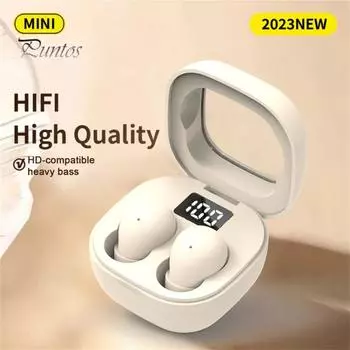 2023 Невидимая мини-беспроводная гарнитура с шумоподавлением, Hi-Fi звук, светодиодный дисплей, компактные Bluetooth-совместимые наушники 5.3 чёрный