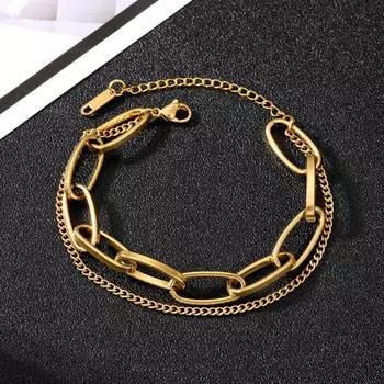 2023 НОВОЕ модное женское индивидуальное ожерелье из 2 частей с большим отверстием Модный элегантный роскошный браслет 2-использования Красивый подарок Ювелирные изделия Свитер-цепочка золотой