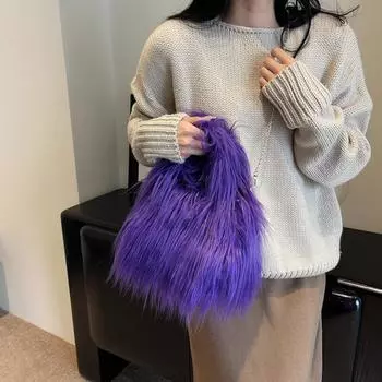 2023 Новая Европа и Соединенные Штаты Ретро Spice Girls Волосатая сумка на плечо для отдыха Сотни прекрасных однотонных пушистых сумок Tide