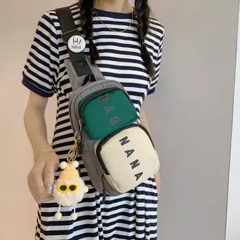 2023 Новая контрастная цветная сумка-мессенджер унисекс - модная спортивная сумка на грудь и пояс Single Bag чёрный