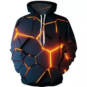 2023 Новая красочная толстовка с капюшоном Flame 3D Fluorescence Sweatshirt для мужчин/женщин, осенне-зимнее пальто, одежда, забавная куртка, черные толстовки с капюшоном S