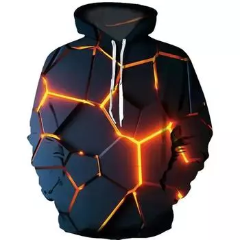 2023 Новая красочная толстовка с капюшоном Flame 3D Fluorescence Sweatshirt для мужчин/женщин, осенне-зимнее пальто, одежда, забавная куртка, черные толстовки с капюшоном S