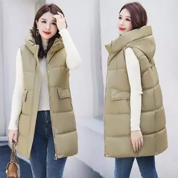 2023 Новая куртка, пальто, женская повседневная жилетка, трендовое весеннее и осеннее пуховое пальто, пальто с капюшоном M чёрный