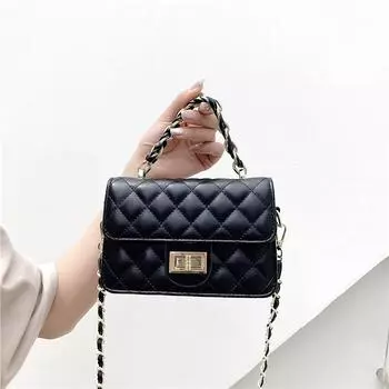 2023 Новая летняя маленькая квадратная сумка Популярная сумка с цепочкой из ромбовидной сетки Корейская версия Простая темпераментная сумка через плечо Женская сумка