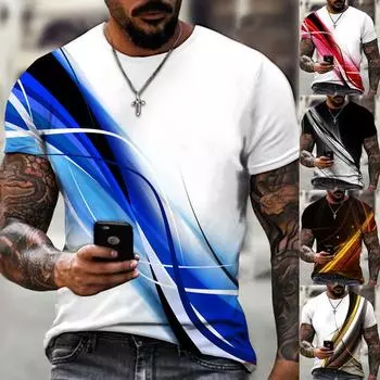 2023 Новая летняя мужская модная повседневная футболка с коротким рукавом и 3D принтом