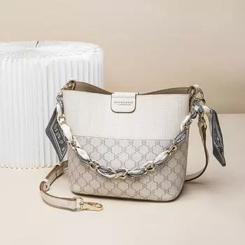 2023 Новая летняя сумка через плечо Tide, портативная сумка-ведро с цепочкой и усовершенствованной текстурой, маленькая сумка, женская сумка M