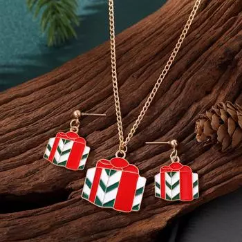 2023 Новая мода для девочек, рождественское ожерелье, рождественский подарок, ожерелье, подарочная коробка, серьги, кулон, изысканный комплект ювелирных изделий, комбинация ювелирных изделий для пары красный