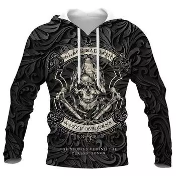 2023 Новая мода осень Мужские толстовки с черепом 3D-принтованные мужские уличные свитера Топы с длинным рукавом Модная толстовка S