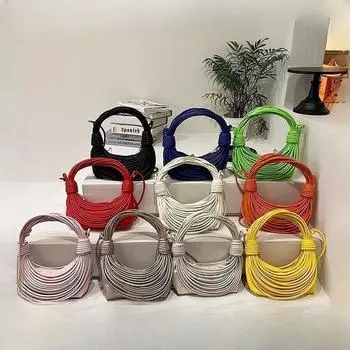 2023 Новая модная индивидуальная многоцветная женская сумка, популярная тканая сумка с текстурой, завязанная через границу, диагональная сумка-дорожка золотой