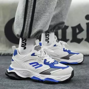 Модная мужская повседневная удобная спортивная обувь на толстой подошве для мальчиков и девочек, трендовые дышащие кроссовки для бега для мальчиков и девочек 39 чёрный