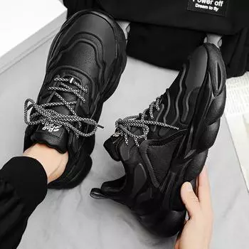 Новые модные мужские осенне-зимние низкие удобные туфли дышащие повседневные кроссовки 39 чёрный