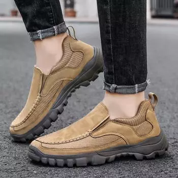 Новая модная мужская трендовая кожаная дышащая обувь на мягкой подошве, студенческие мужские уличные походные повседневные удобные кроссовки 39 коричневый