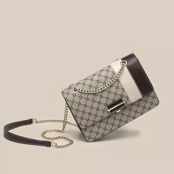 2023 Новая модная сумка через плечо с текстурным принтом на цепочке, панельная сумка на одно плечо, маленькая квадратная сумка подмышкой, трендовая