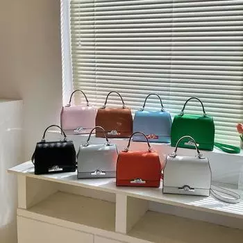 2023 Новая модная женская сумка через плечо, сумка-мессенджер с узором личи, маленькая квадратная сумка с металлической пряжкой, большой вместительности серый