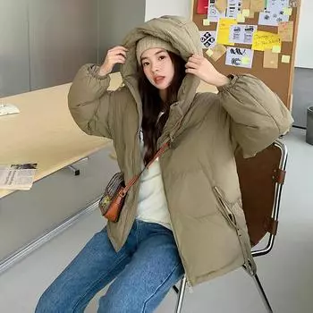 2023 Новая модная зимняя пуховая куртка с капюшоном, новая утолщенная короткая куртка M чёрный