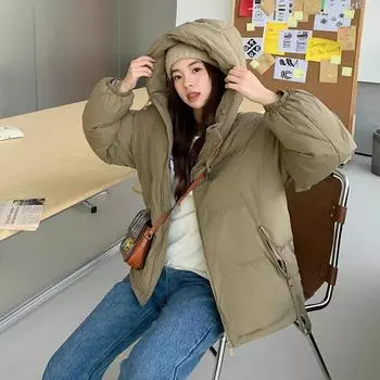 2023 Новая модная зимняя пуховая куртка с капюшоном, новая утолщенная короткая куртка M чёрный