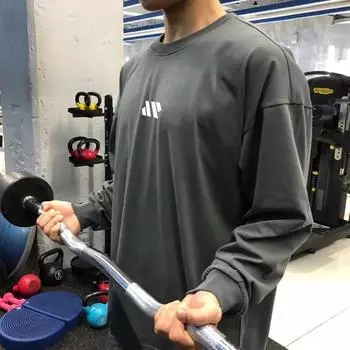 2023 Новая мужская футболка с длинным рукавом, свободный размер, для занятий фитнесом, спортзала, хип-хопа, мужская одежда на весну и осень S