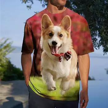 2023 Новая мужская футболка с принтом домашних животных, забавная одежда, летняя мода, футболки с коротким рукавом, унисекс, свободные, дышащие, уличная одежда 4XL