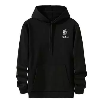 2023 Новая мужская и женская повседневная рубашка с капюшоном для пар, флисовый спортивный костюм, спортивный свитер с капюшоном, повседневный свободный пуловер S чёрный